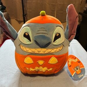 Disney Stitch Pumpkin Plush in Orange and Blue NWT